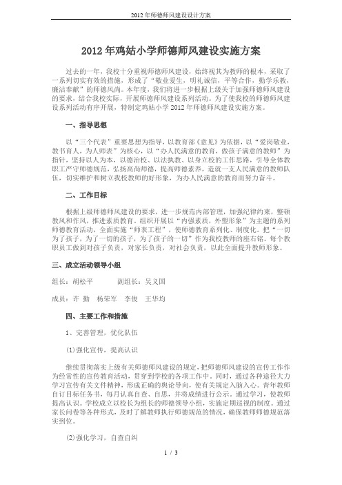 2012年师德师风建设设计方案