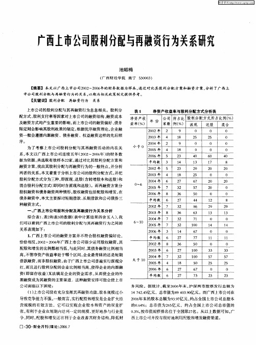 广西上市公司股利分配与再融资行为关系研究