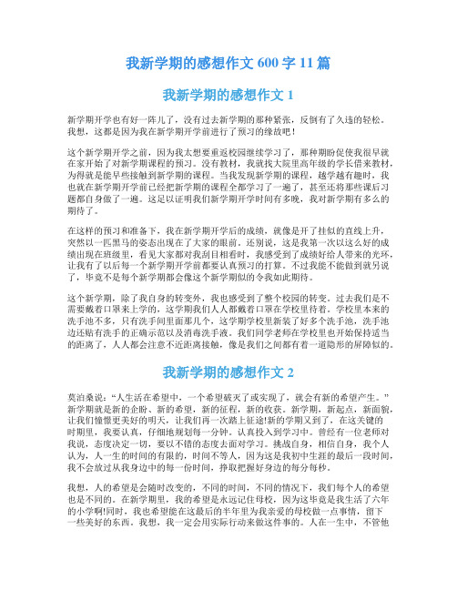 我新学期的感想作文600字11篇