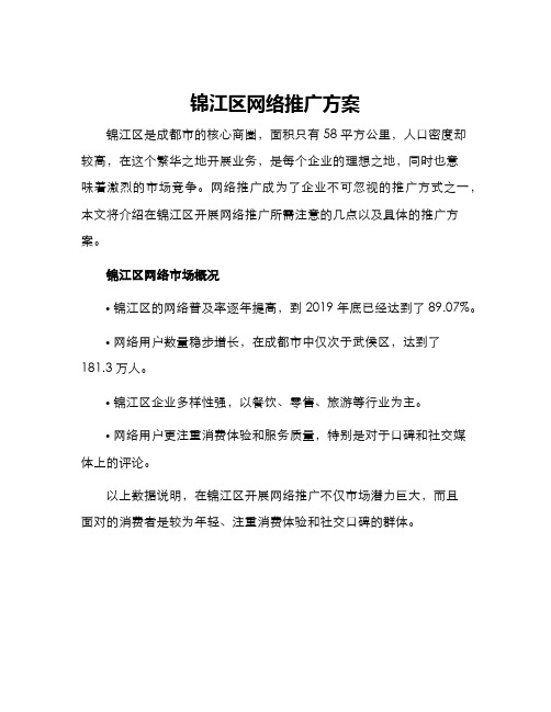 锦江区网络推广方案