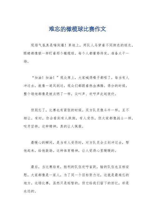 难忘的橄榄球比赛作文