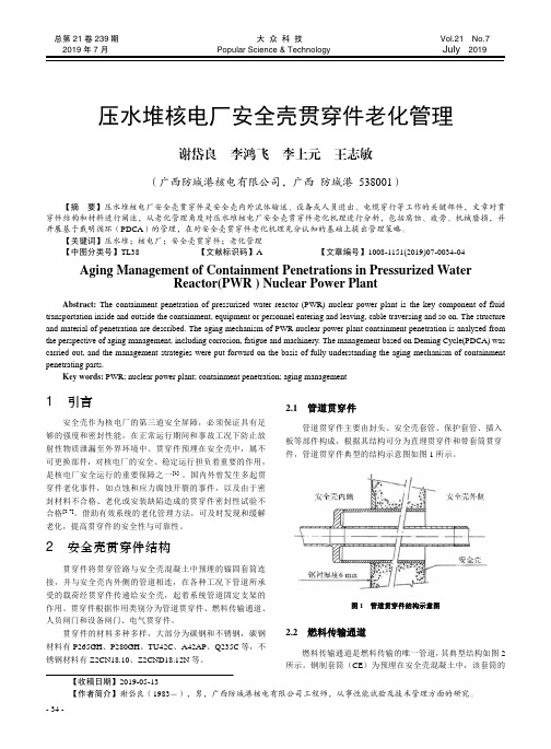 压水堆核电厂安全壳贯穿件老化管理