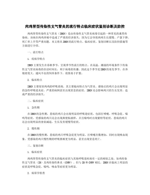 肉鸡肾型传染性支气管炎的流行特点临床症状鉴别诊断及防控