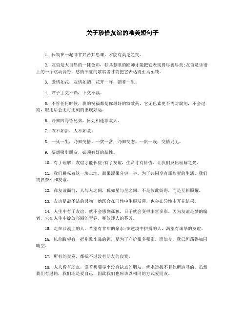 关于珍惜友谊的唯美短句子