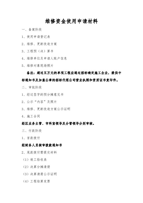 维修资金支用所需材料
