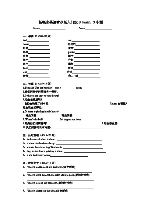 新概念青少版入门级BUnit试卷