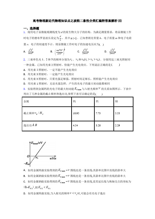 高考物理新近代物理知识点之波粒二象性分类汇编附答案解析(5)