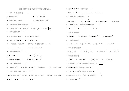 白银市育才学校2014年中考复习数与式二