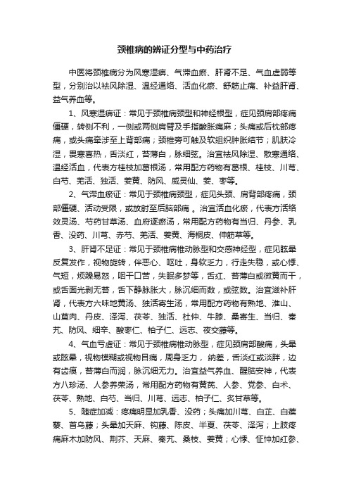 颈椎病的辨证分型与中药治疗