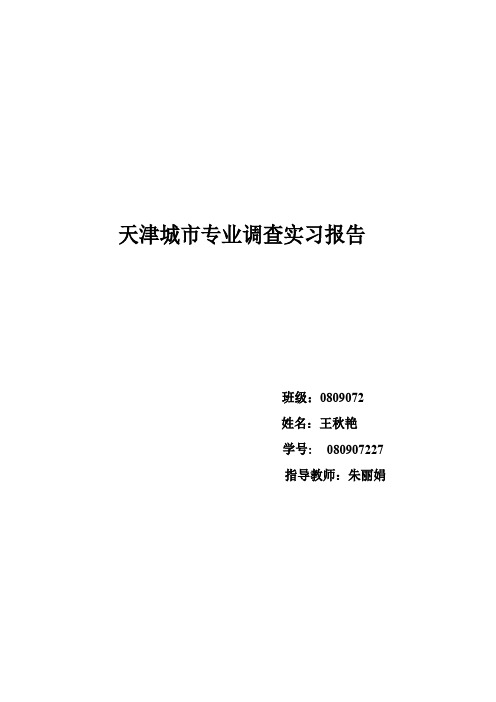 城市专业调查实习报告