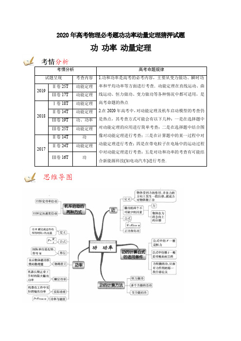 2020年高考物理必考题功功率动量定理猜押试题答案解析与点睛(24页)