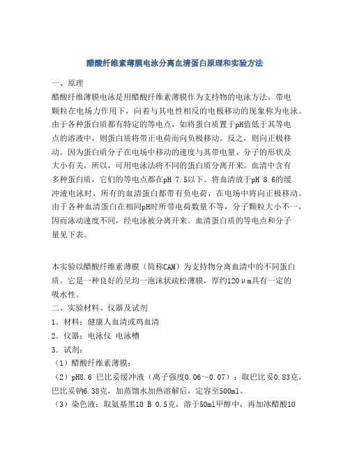 醋酸纤维素薄膜电泳分离血清蛋白原理和实验方法