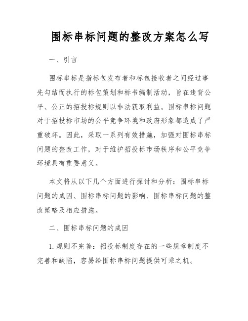 围标串标问题的整改方案怎么写