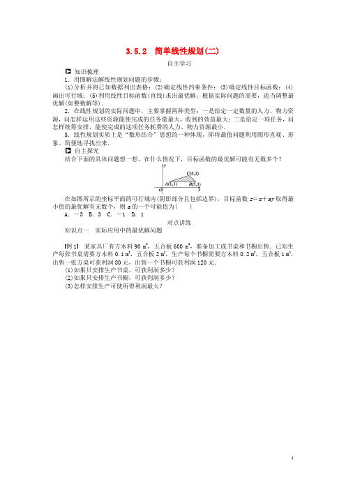 河北肥乡一中高中数学 3.5.2 简单线性规划(二)学案 新