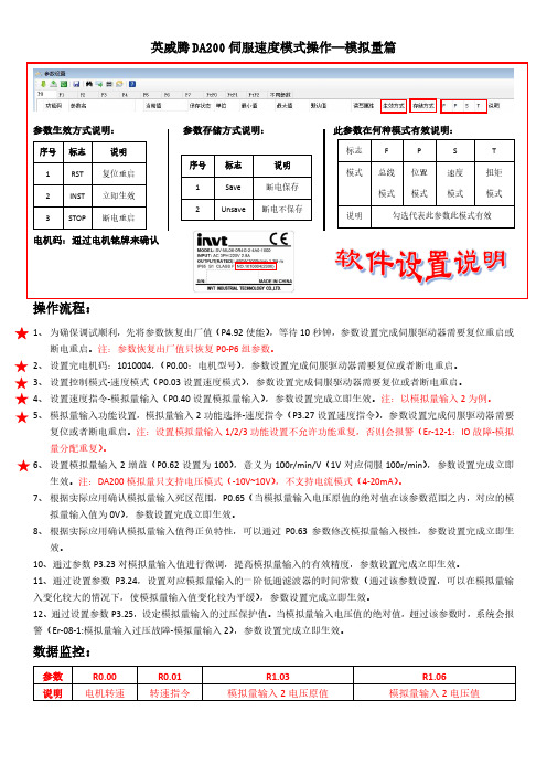 英威腾DA200伺服速度模式操作说明书