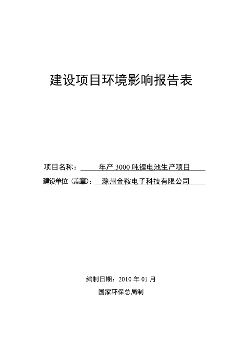 锂电池项目环境影响报告表