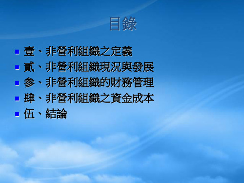 非营利组织之资金成本及财务规划