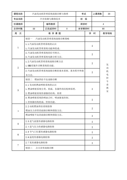 《汽油发动机管理系统故障诊断与修理》教学日历