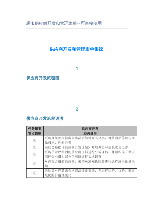 超市供应商开发和管理表单--可直接使用