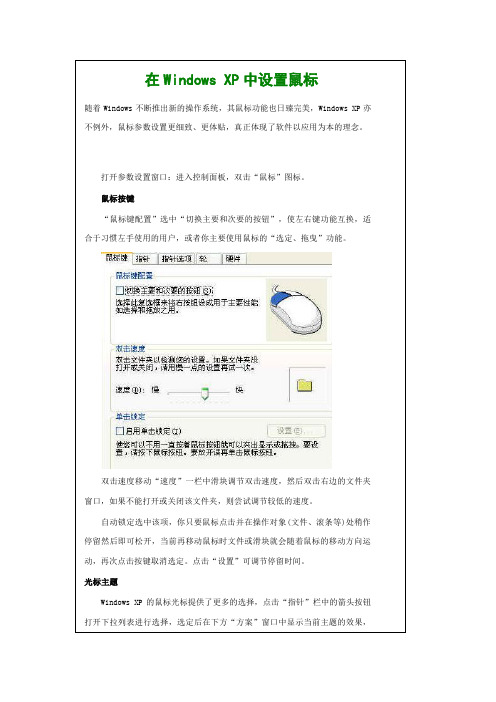 在Windows XP中设置鼠标