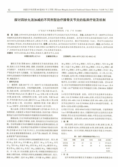 探讨四妙丸汤加减的不同剂型治疗膝骨关节炎的临床疗效及机制