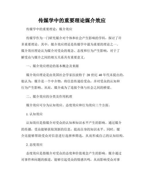 传媒学中的重要理论媒介效应