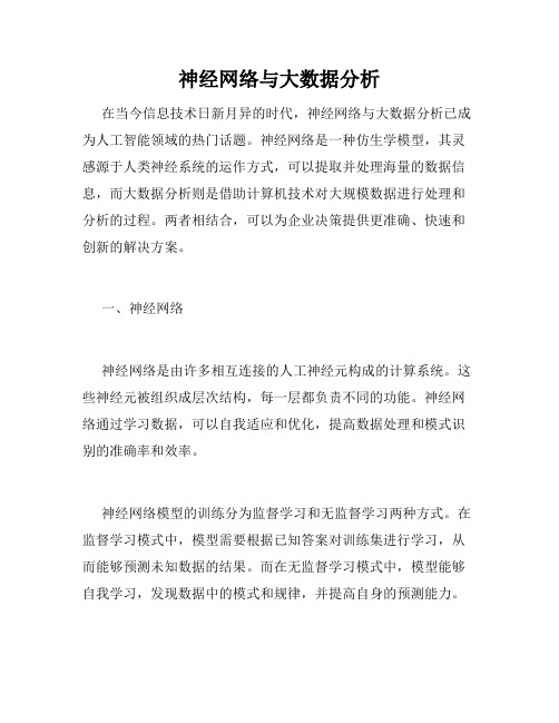 神经网络与大数据分析