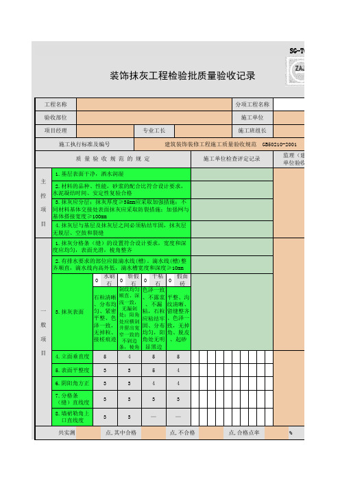 SG-T081_装饰抹灰工程检验批质量验收记录