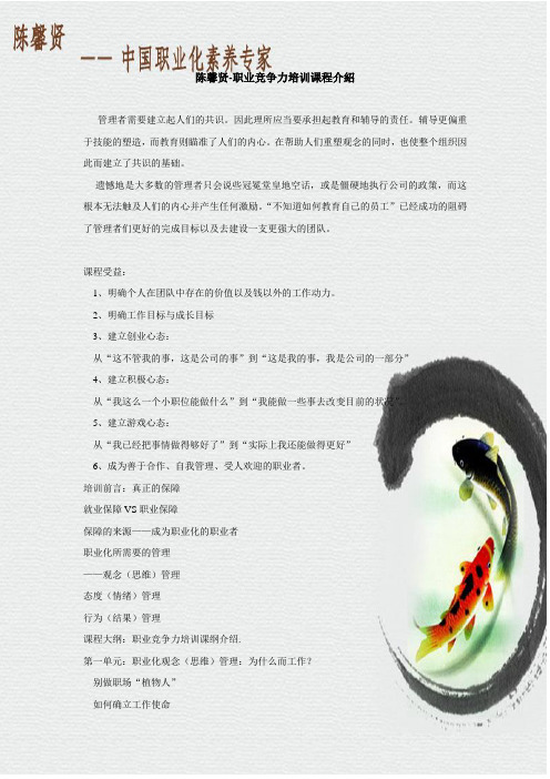 陈馨贤-职业竞争力培训课程介绍