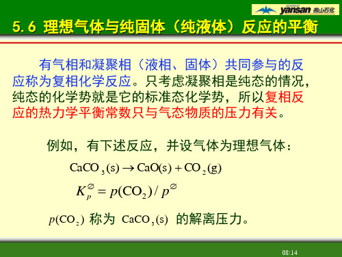 5.6  理想气体与纯固体(纯液体)反应的平衡