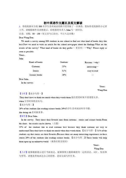 〖整合〗初中英语作文题目及范文知识讲解大全(50篇)