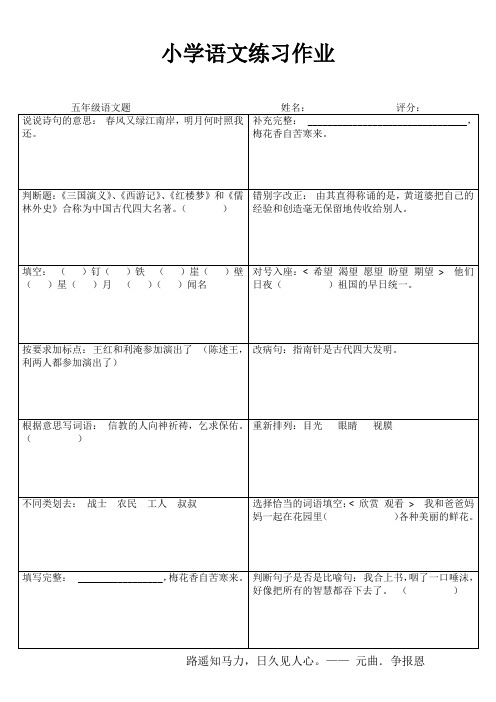 小学五年级语文课堂练习II (2)