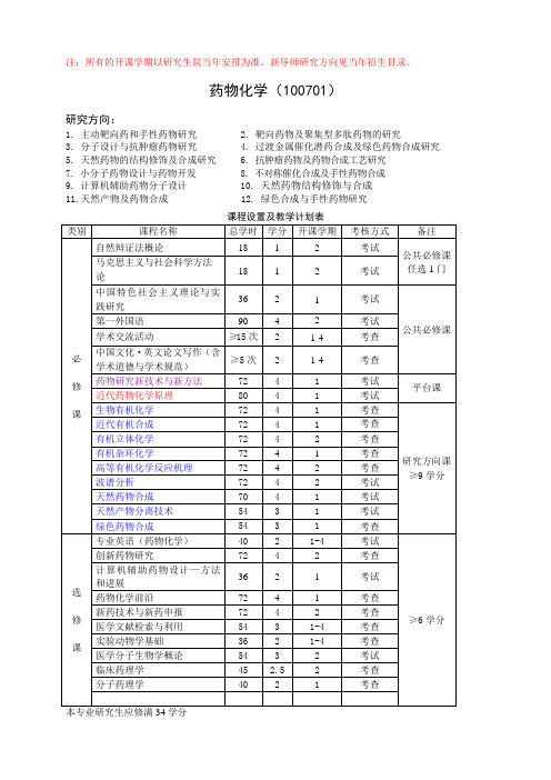 华西药学院课表