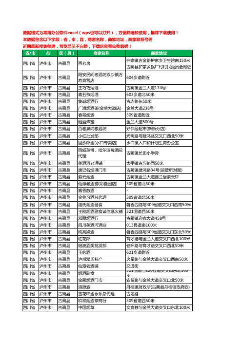 2020新版四川省泸州市古蔺县烟酒工商企业公司商家名录名单黄页联系电话号码地址大全150家