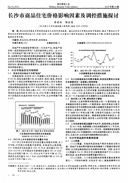 长沙市商品住宅价格影响因素及调控措施探讨