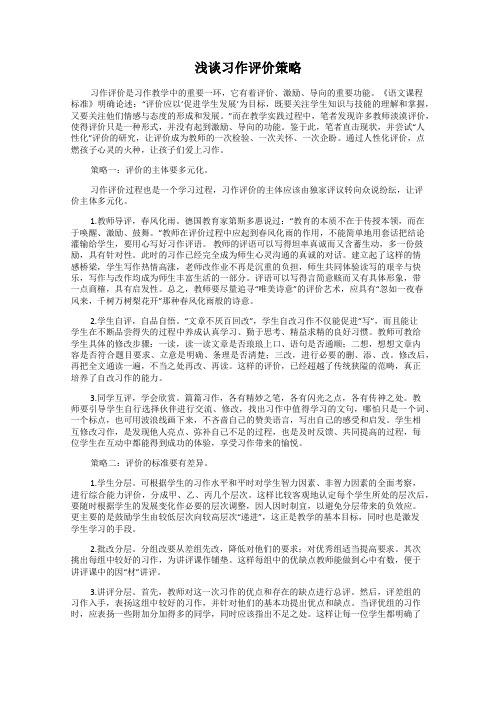 浅谈习作评价策略