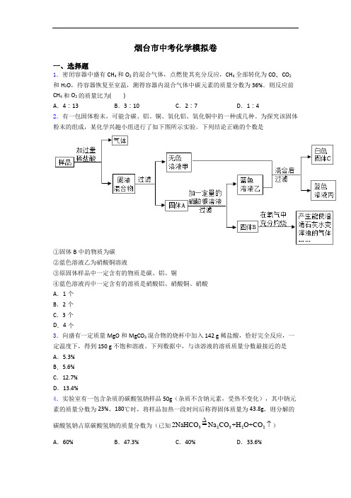 烟台市中考化学模拟卷