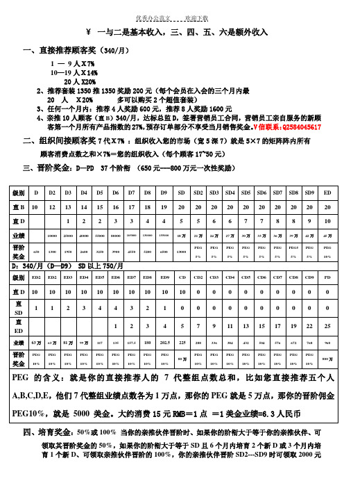 美乐家大陆版奖金制度表