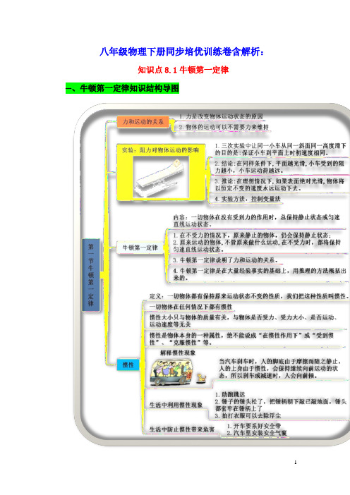2020学年八年级物理下册8.1牛顿第一定律期末复习精练含解析新版新人教版