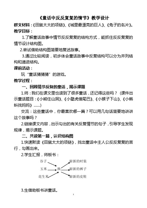 小学语文群文阅读教学《童话中反反复复的情节》教学设计