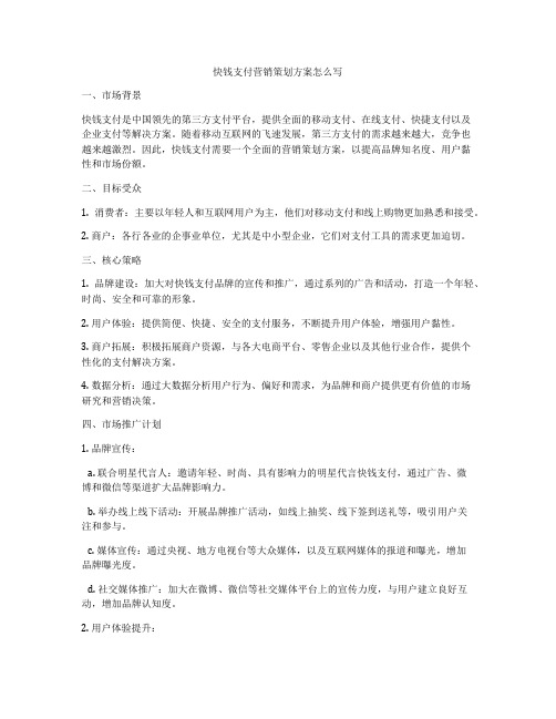 快钱支付营销策划方案怎么写