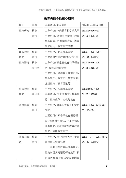 教育类核心期刊(新)