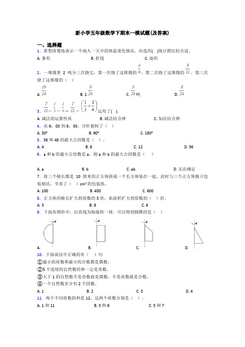 新小学五年级数学下期末一模试题(及答案)