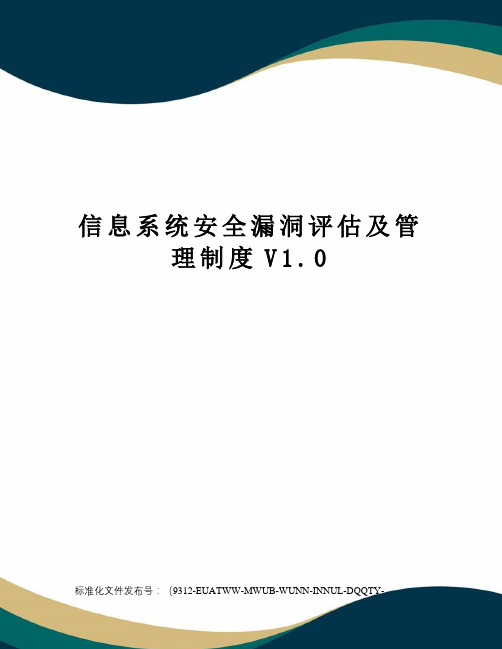 信息系统安全漏洞评估及管理制度V1.0