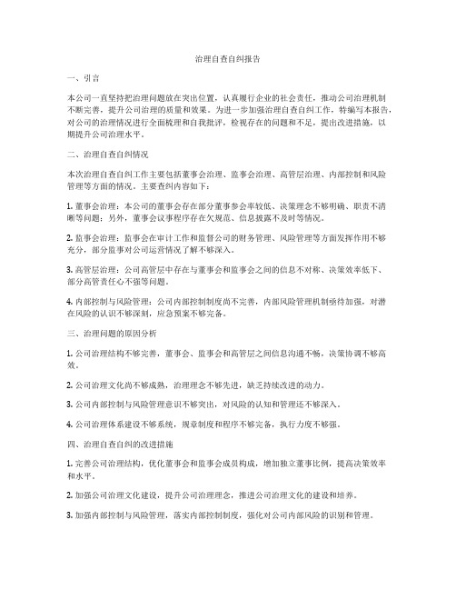 治理自查自纠报告