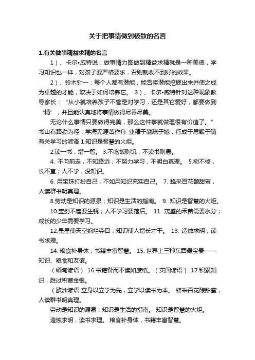 关于把事情做到极致的名言