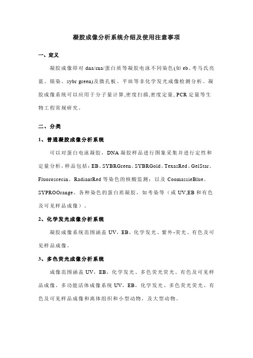 凝胶成像分析系统介绍及使用注意事项