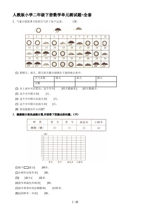 人教版小学二年级下册数学单元测试题-全套