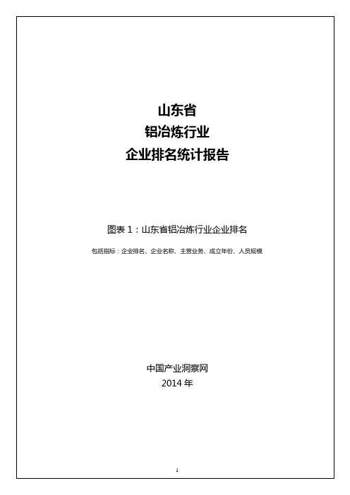 山东省铝冶炼企业名录