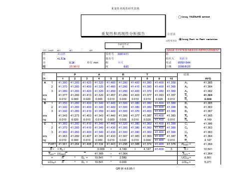 MSA重复性和再现性分析